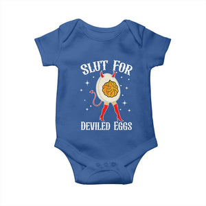Funny Slut for Deviled Eggs Baby Onesie Funny Naughty Thanksgiving Potluck TS02 Royal Blue Print Your Wear