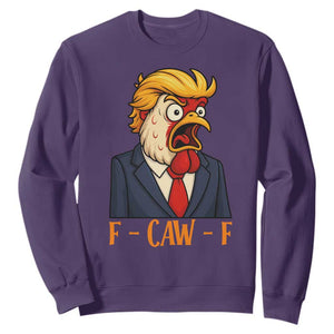 Funny F Caw F Chicken Trump Meme Sweatshirt Rooster Subtle Political Satire Parody TS02 Purple Print Your Wear