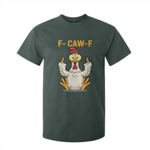 Funny F Caw F Sarcastic Chicken Meme T Shirt For Kid Middle Finger Offensive Humor TS02 Dark Forest Green Print Your Wear