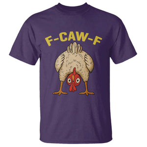 Funny F Caw F Bending Over Chicken Meme T Shirt Upside Down Head Poultry Humor TS02 Purple Print Your Wear