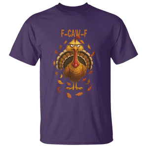 Funny F Caw F Turkey Meme Thanksgiving Graphic T Shirt Funny Fowl Mood Humor TS02 Purple Print Your Wear