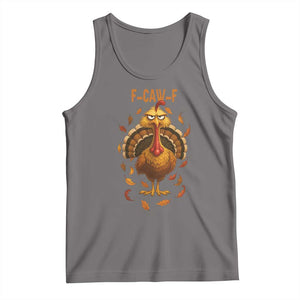 Funny F Caw F Turkey Meme Thanksgiving Graphic Tank Top Funny Fowl Mood Humor TS02 Deep Heather Print Your Wear