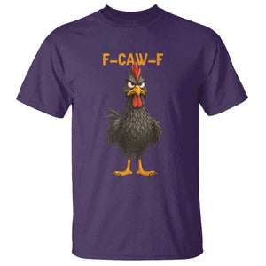 Funny F Caw F Grumpy Black Chicken Graphic T Shirt Moody Bird Meme for Sarcastic Animal Lovers TS02 Purple Print Your Wear