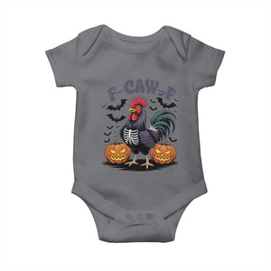 F Caw F Halloween Chicken Skeleton Baby Onesie Spooky Funny Rooster Meme TS02 Charcoal Print Your Wear