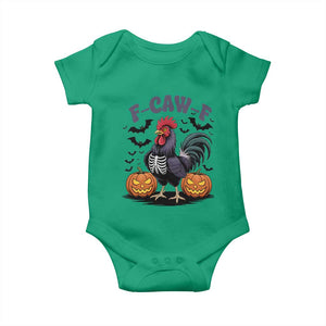 F Caw F Halloween Chicken Skeleton Baby Onesie Spooky Funny Rooster Meme TS02 Irish Green Print Your Wear