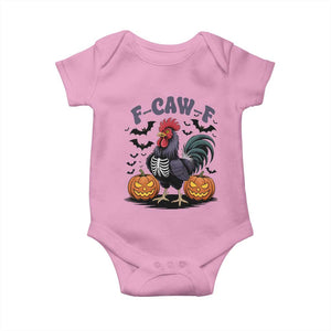 F Caw F Halloween Chicken Skeleton Baby Onesie Spooky Funny Rooster Meme TS02 Light Pink Print Your Wear