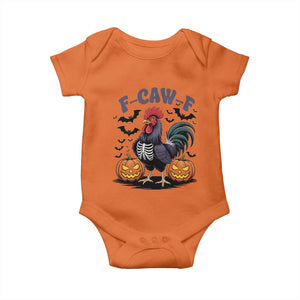F Caw F Halloween Chicken Skeleton Baby Onesie Spooky Funny Rooster Meme TS02 Orange Print Your Wear