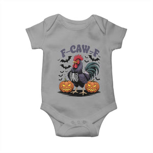 F Caw F Halloween Chicken Skeleton Baby Onesie Spooky Funny Rooster Meme TS02 Sport Gray Print Your Wear
