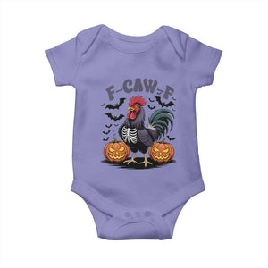 F Caw F Halloween Chicken Skeleton Baby Onesie Spooky Funny Rooster Meme TS02 Violet Print Your Wear