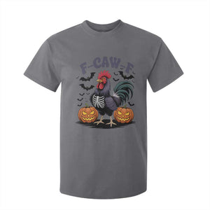 F Caw F Halloween Chicken Skeleton T Shirt For Kid Spooky Funny Rooster Meme TS02 Charcoal Print Your Wear