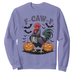 F Caw F Halloween Chicken Skeleton Sweatshirt Spooky Funny Rooster Meme TS02 Violet Print Your Wear