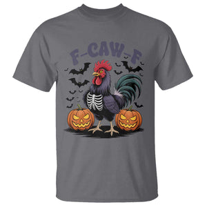 F Caw F Halloween Chicken Skeleton T Shirt Spooky Funny Rooster Meme TS02 Charcoal Print Your Wear
