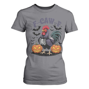 F Caw F Halloween Chicken Skeleton T Shirt For Women Spooky Funny Rooster Meme TS02 Charcoal Print Your Wear