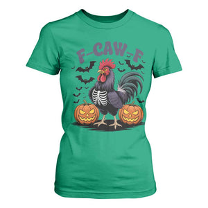 F Caw F Halloween Chicken Skeleton T Shirt For Women Spooky Funny Rooster Meme TS02 Irish Green Print Your Wear