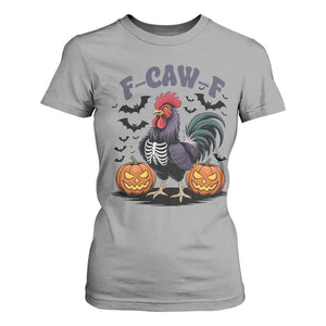 F Caw F Halloween Chicken Skeleton T Shirt For Women Spooky Funny Rooster Meme TS02 Sport Gray Print Your Wear