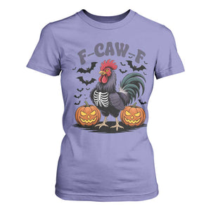 F Caw F Halloween Chicken Skeleton T Shirt For Women Spooky Funny Rooster Meme TS02 Violet Print Your Wear