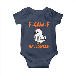 F Caw F Ghost Chicken Costume Baby Onesie Funny Cute Halloween Poultry Lover TS02 Navy Print Your Wear