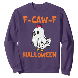 F Caw F Ghost Chicken Costume Sweatshirt Funny Cute Halloween Poultry Lover TS02 Purple Print Your Wear