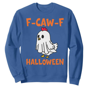 F Caw F Ghost Chicken Costume Sweatshirt Funny Cute Halloween Poultry Lover TS02 Royal Blue Print Your Wear
