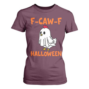 F Caw F Ghost Chicken Costume T Shirt For Women Funny Cute Halloween Poultry Lover TS02 Maroon Print Your Wear
