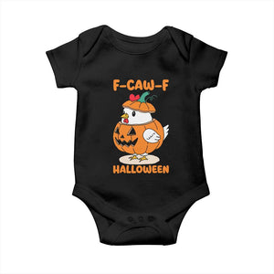 F Caw F Chicken Cute Halloween Costume Baby Onesie Funny Jack O LAttern Poultry Meme Fall Vibes TS02 Black Print Your Wear