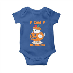 F Caw F Chicken Cute Halloween Costume Baby Onesie Funny Jack O LAttern Poultry Meme Fall Vibes TS02 Royal Blue Print Your Wear