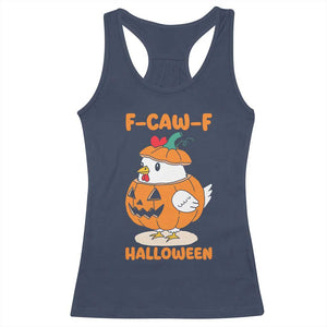 F Caw F Chicken Cute Halloween Costume Racerback Tank Top Funny Jack O LAttern Poultry Meme Fall Vibes TS02 Navy Print Your Wear