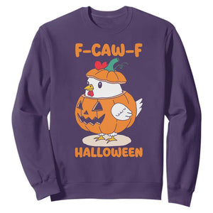 F Caw F Chicken Cute Halloween Costume Sweatshirt Funny Jack O LAttern Poultry Meme Fall Vibes TS02 Purple Print Your Wear