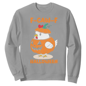F Caw F Chicken Cute Halloween Costume Sweatshirt Funny Jack O LAttern Poultry Meme Fall Vibes TS02 Sport Gray Print Your Wear