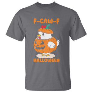 F Caw F Chicken Cute Halloween Costume T Shirt Funny Jack O LAttern Poultry Meme Fall Vibes TS02 Charcoal Print Your Wear