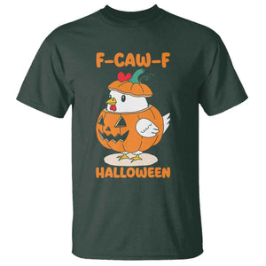F Caw F Chicken Cute Halloween Costume T Shirt Funny Jack O LAttern Poultry Meme Fall Vibes TS02 Dark Forest Green Print Your Wear