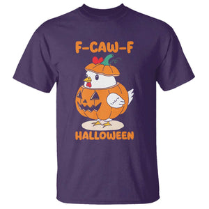 F Caw F Chicken Cute Halloween Costume T Shirt Funny Jack O LAttern Poultry Meme Fall Vibes TS02 Purple Print Your Wear
