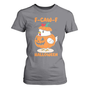 F Caw F Chicken Cute Halloween Costume T Shirt For Women Funny Jack O LAttern Poultry Meme Fall Vibes TS02 Charcoal Print Your Wear