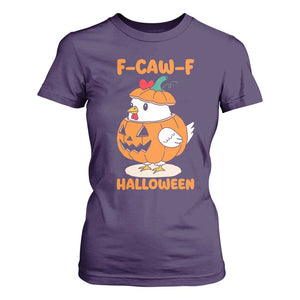 F Caw F Chicken Cute Halloween Costume T Shirt For Women Funny Jack O LAttern Poultry Meme Fall Vibes TS02 Purple Print Your Wear