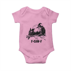 F Caw F Gothic Raven and Witch Baby Onesie Funny Halloween Spooky October Vibes TS02 Light Pink Print Your Wear