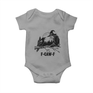 F Caw F Gothic Raven and Witch Baby Onesie Funny Halloween Spooky October Vibes TS02 Sport Gray Print Your Wear