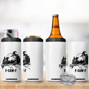 F Caw F Gothic Raven and Witch 4 in 1 Can Cooler Tumbler Funny Halloween Spooky October Vibes TS02 Print Your Wear