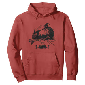 F Caw F Gothic Raven and Witch Hoodie Funny Halloween Spooky October Vibes TS02 Red Print Your Wear