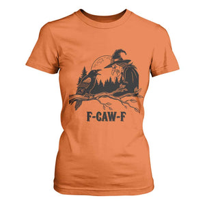 F Caw F Gothic Raven and Witch T Shirt For Women Funny Halloween Spooky October Vibes TS02 Orange Print Your Wear