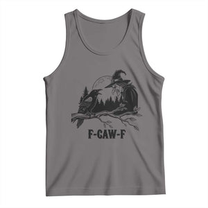 F Caw F Gothic Raven and Witch Tank Top Funny Halloween Spooky October Vibes TS02 Deep Heather Print Your Wear