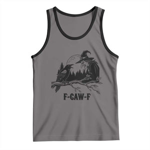 F Caw F Gothic Raven and Witch Tank Top Funny Halloween Spooky October Vibes TS02 Deep Heather Black Print Your Wear