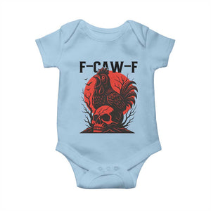 F Caw F Gothic Chicken Horror Baby Onesie Creepy Skull Rooster Halloween Dark Humor TS02 Light Blue Print Your Wear