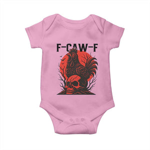 F Caw F Gothic Chicken Horror Baby Onesie Creepy Skull Rooster Halloween Dark Humor TS02 Light Pink Print Your Wear