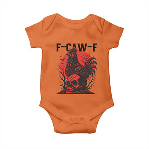 F Caw F Gothic Chicken Horror Baby Onesie Creepy Skull Rooster Halloween Dark Humor TS02 Orange Print Your Wear