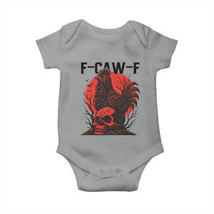 F Caw F Gothic Chicken Horror Baby Onesie Creepy Skull Rooster Halloween Dark Humor TS02 Sport Gray Print Your Wear