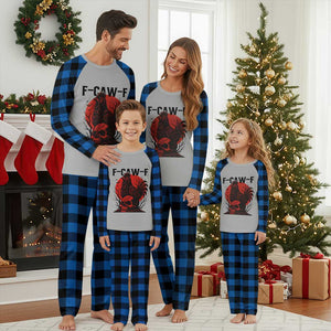 F Caw F Gothic Chicken Horror Plaid Pajama Set Creepy Skull Rooster Halloween Dark Humor TS02 Blue Plaid Print Your Wear