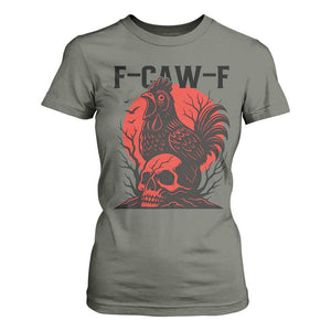 F Caw F Gothic Chicken Horror T Shirt For Women Creepy Skull Rooster Halloween Dark Humor TS02 Military Green Print Your Wear