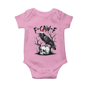F Caw F Gothic Christmas Raven Baby Onesie With Skull Funny Dark Holiday Humor Spooky Season TS02 Light Pink Print Your Wear