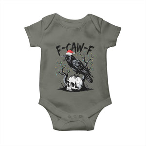 F Caw F Gothic Christmas Raven Baby Onesie With Skull Funny Dark Holiday Humor Spooky Season TS02 Military Green Print Your Wear
