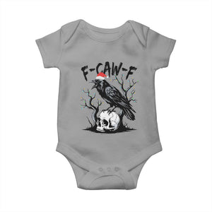 F Caw F Gothic Christmas Raven Baby Onesie With Skull Funny Dark Holiday Humor Spooky Season TS02 Sport Gray Print Your Wear